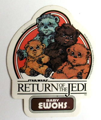 Werbe-Aufkleber Baby Ewoks Plüsch-Spielzeug Star Wars Return of the Jedi Ritter