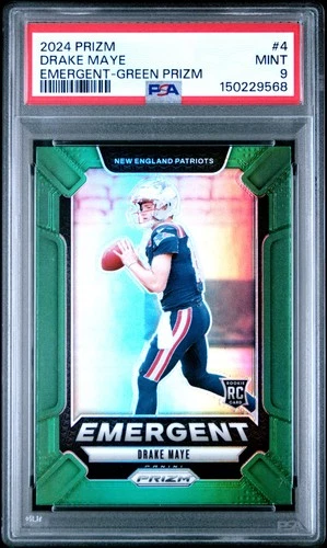 2024 PANINI PRIZM EMERGENT GREEN PRIZM #4 DRAKE MAYE ROOKIE RC PSA 9