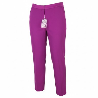 Marina Rinaldi Ladies Pants EU48 Purple Zipper Fly Thin Cropped Classic
