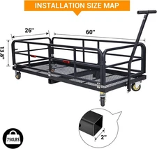 Hitch Cargo Carrier Mounted Basket Foldable Luggage Rack w/ 2" Receiver & Wheels
