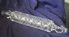 Vintage RARE embossed lead crystal glass rolling pin Cake/Biscuit Decorating.