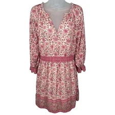 Love the Label Pink Floral Smocked Waist Boho Dress Size M Feminine Romantic