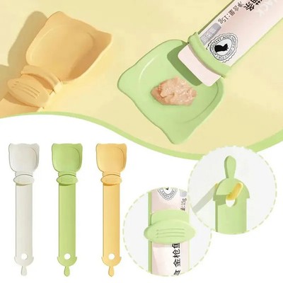 Pet Feed Spoon Food Scoop Cat Strip Squeezer Feeder Dispenser Indoors Puppy Kitt