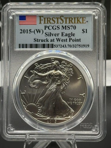 2015-W American Silver Eagle PCGS MS70 First Strike West Point .999 Fine Silver