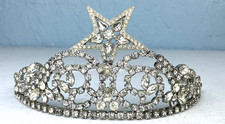 Agnini Singer Signed ORA 1930s Flapper Paste Stones Tiara Celestial Star Motif