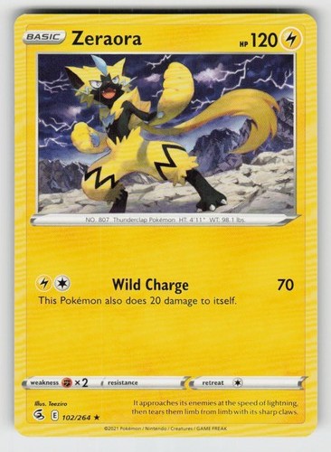 Zeraora 102/264 Rare Fusion Strike Near Mint