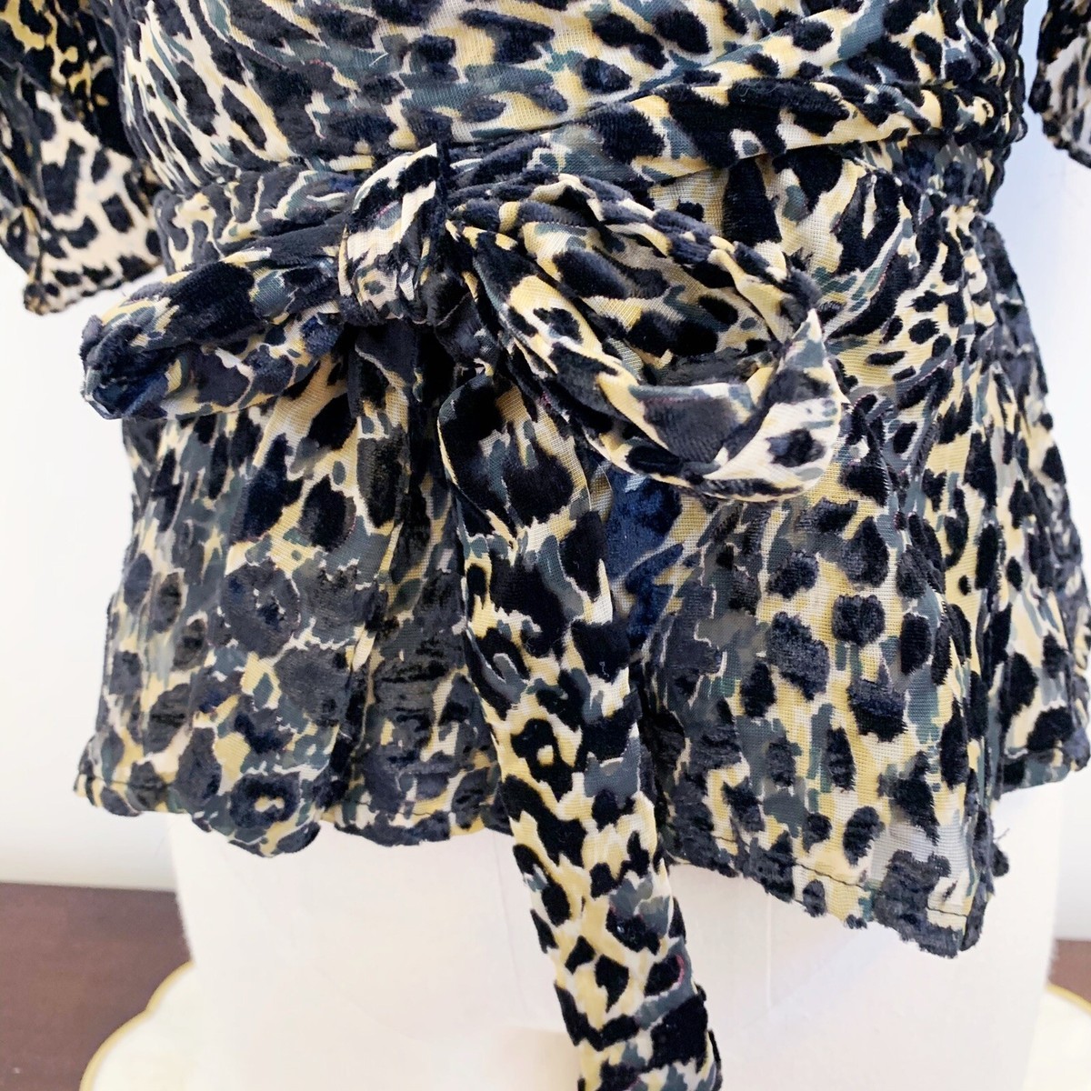 satin leopard wrap blouse