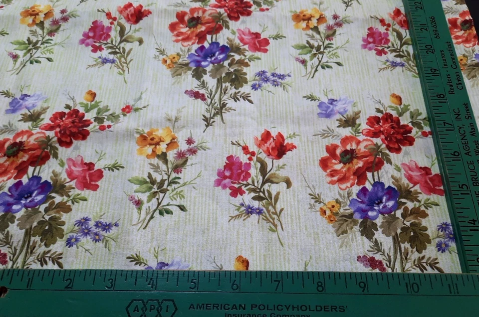 Tela Michael Miller 1 1/2 yarda DCX8822 Elegancia Verde con Flores Coloridas Algodón Foto 3 de 4