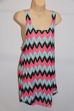 NWT Miken Swim Swimsuit Cover Up Dress Tunic Size S Sleeveless Black/Aqua