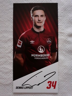 Autogrammkarte Dennis Lippert 1. FC Nürnberg Saison 2018/2019 Format 10x21 
