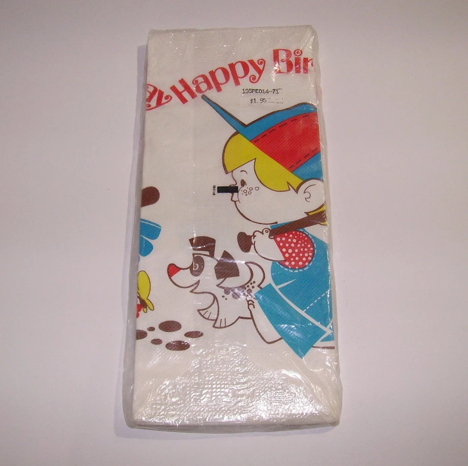 Mantel de papel vintage de fiesta de feliz cumpleaños de mediados de siglo, niño perro de béisbol Foto 2 de 4