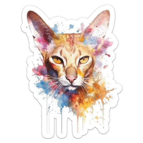 Colorful Oriental Shorthair Cat Sticker Vinyl Car Bumper Decal - Afbeelding 1 van 4