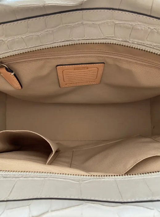 Coach 30180 Bleecker Pinnacle Gray Crocodile Leather Embossed