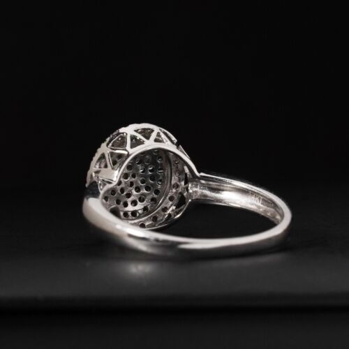 Blue Diamond 14K Gold Round Halo Cluster Ring White Gold VAL $5.7K Size R.5 / 9 - Picture 8 of 11