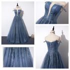 Au Women V-Neck Banquet Wedding Dress Cold Shoulder Evening Dress Shaggy Skirt