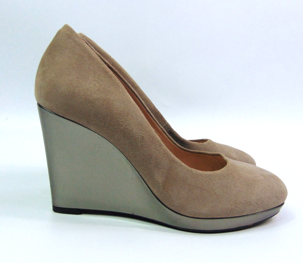 Clarks Suede And Metallic Wedge Heels Comet Trail Mushroom Size UK Wide  Fit