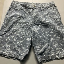 Old Navy Slim Mens Shorts Size 32 Chambray Print Blue Cotton
