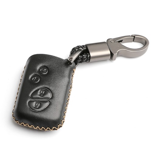Leather Key Fob Case Cover For Lexus Remote Smart Key – 3 Buttons, Fits IS LX GX ES LS RX GS Models, With Key Chain