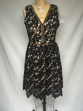 Bar III Womens Lace Double‑V Cocktail Dress 11296B3 Deep Black NWT