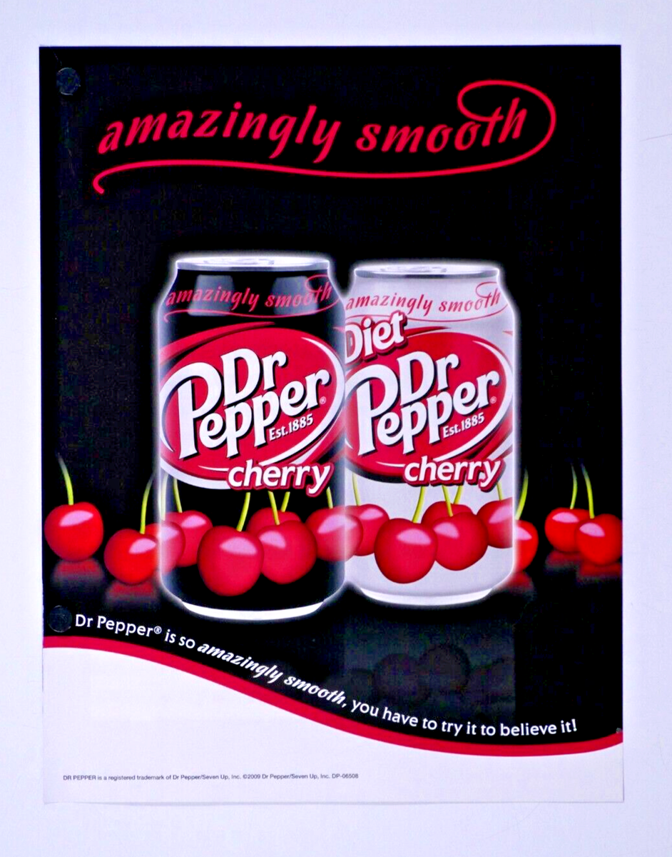Dr. Pepper Cherry Amazingly Smooth 2009 Original Print Ad 8.5 x 11