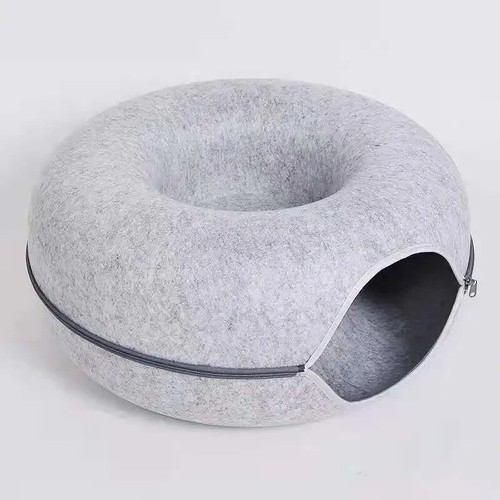 Cat Tunnel Bed Felt Pet Puppy Nest Cave House Round Donut Washable Detachable - Picture 9 of 10