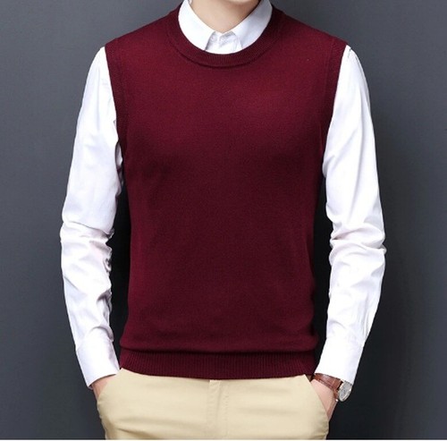 Men Sweater Vest Round Neck Business 