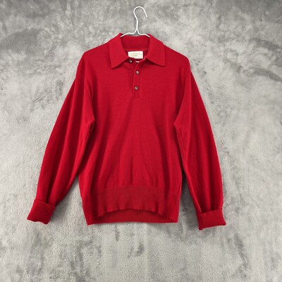 Vintage Andhurst Sweater Mens Large Red Bi-Loft Polo Lightweight Designer Preppy