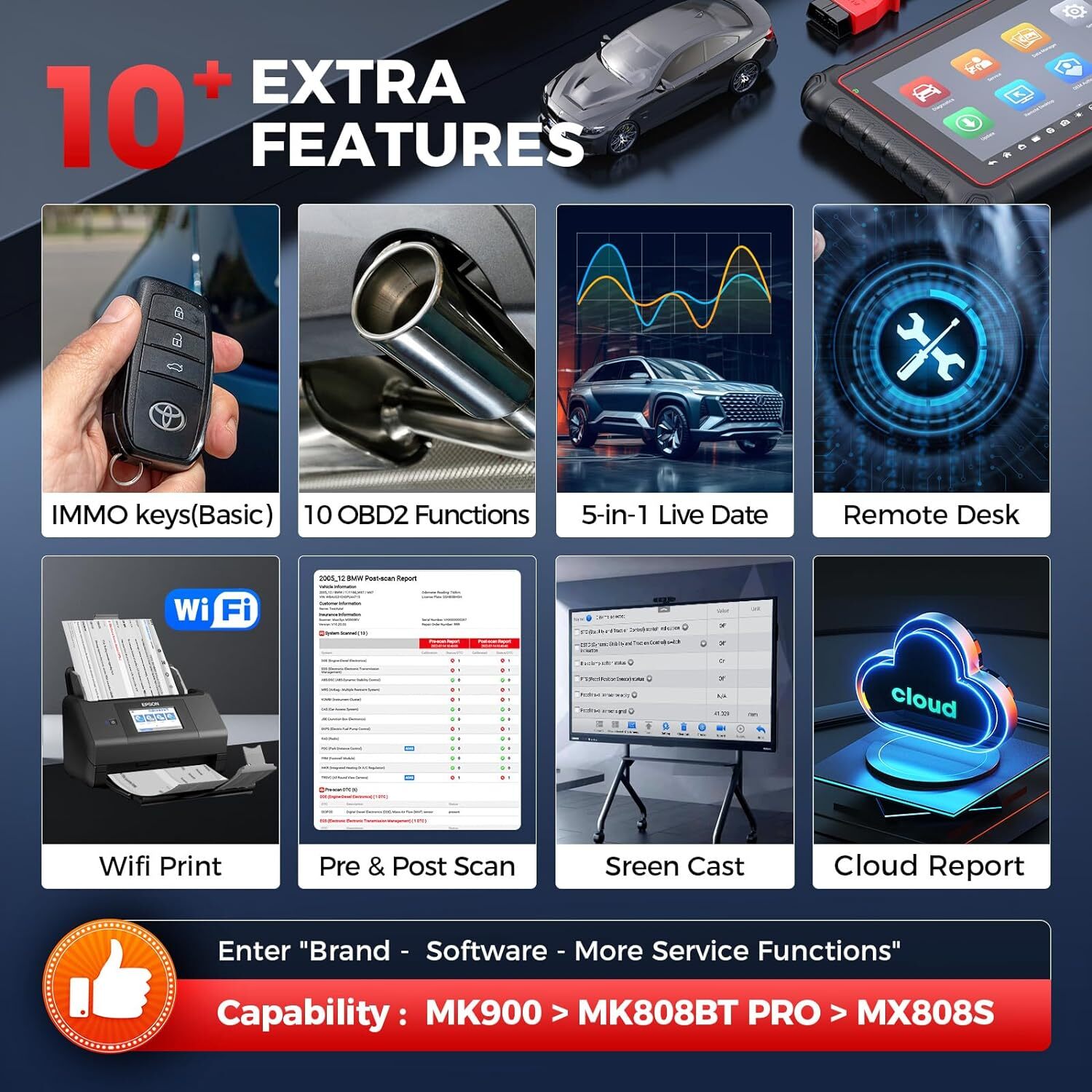 2025 Autel MaxiCOM MK900 Car Auto Diagnostic Scanner Tool Upgraded MK808BT PRO