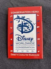  DISNEY CHARACTER WAREHOUSE RED CONSERVATION HERO PINBACK BUTTON PIN 2014