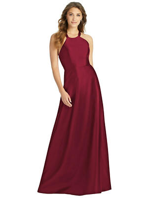 New Alfred Sung Satin Twill Women's 2 Burgundy Halter Lace Up A-Line Maxi Dress | eBay New Alfred Sung Satin Twill Women's 2 Burgundy Halter Lace Up A-Line Maxi Dress | eBay