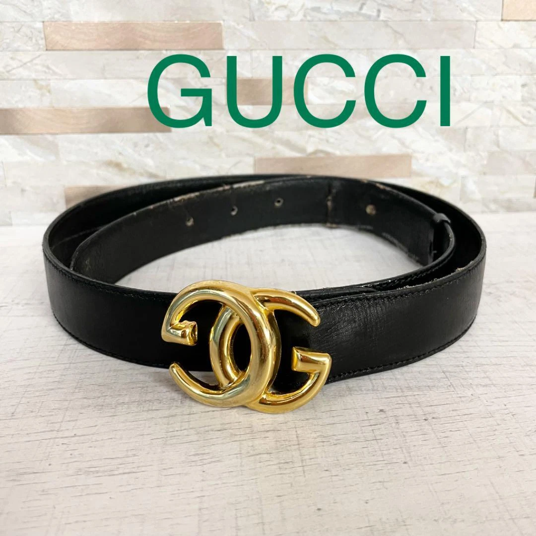 GUCCI Ceinture Cuir Logo Noir Accessoire Mode pour Femme Authentique