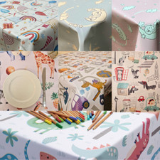 PVC Vinyl Wipe Clean Oilcloth Tablecloth Childrens Kids 140cm (55 inches) Round