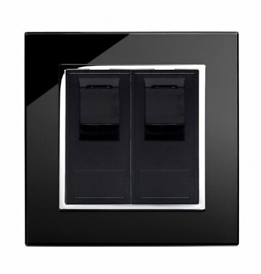 Retrotouch Dual RJ11 Telefondose Schwarz Glas CT 00306