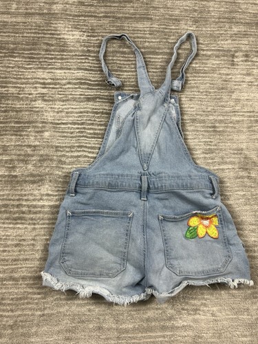 No Boundaries Shortalls Juniors XS 1 Blue Light Wash Floral Embroidered - Picture 8 of 13