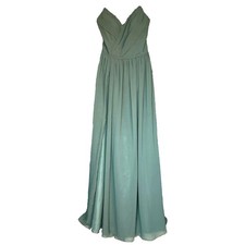Azazie Cora Sage Chiffon Formal Gown Sz A4 4 Open Back Bra Bridesmaid NWT $149
