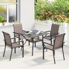 5 Pieces Outdoor Dining Set for 4, Patio Table and Stackable Chairs