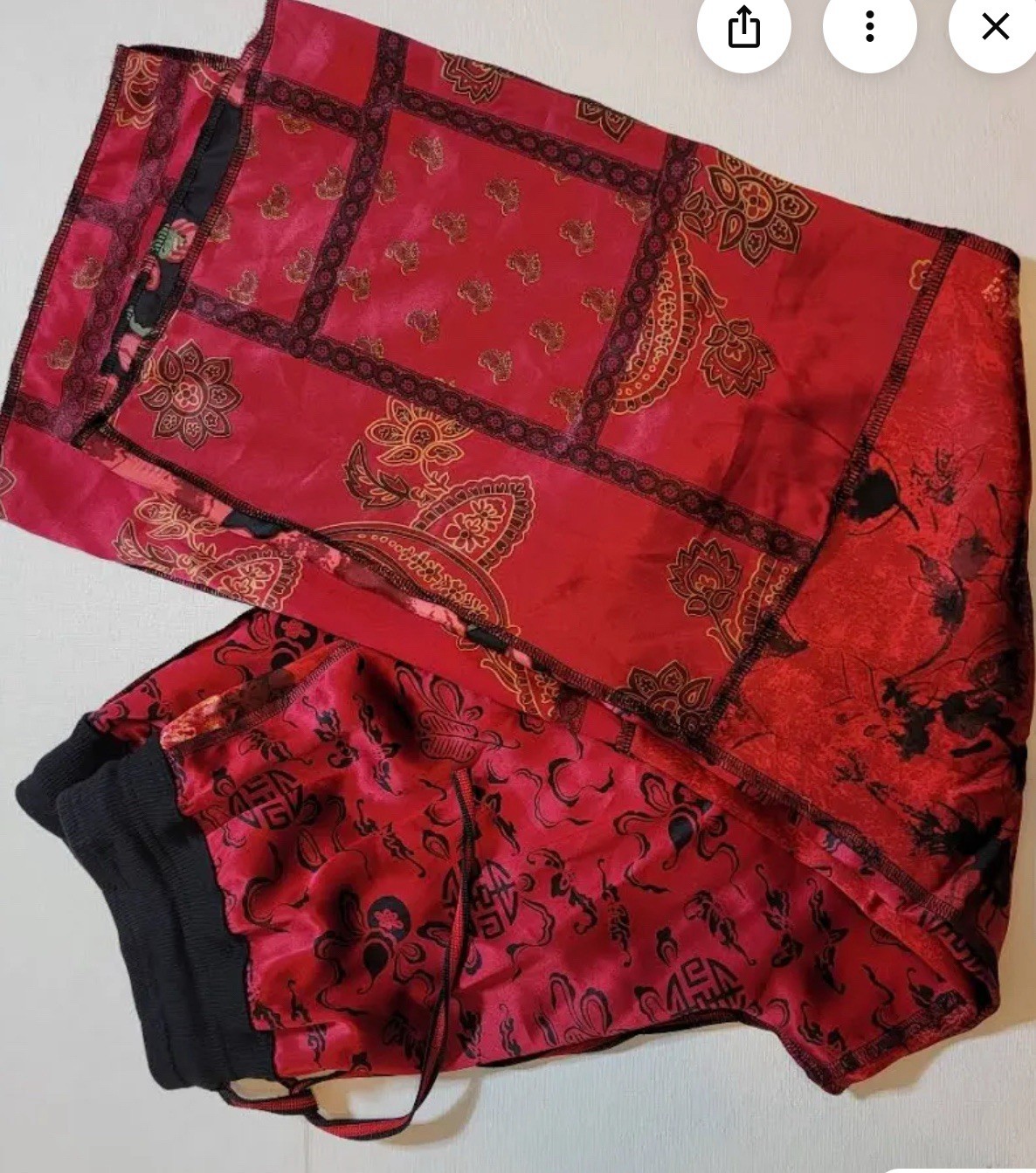 Vtg Chicos Drawstring 100% Silk Patchwork Asian I… - image 3