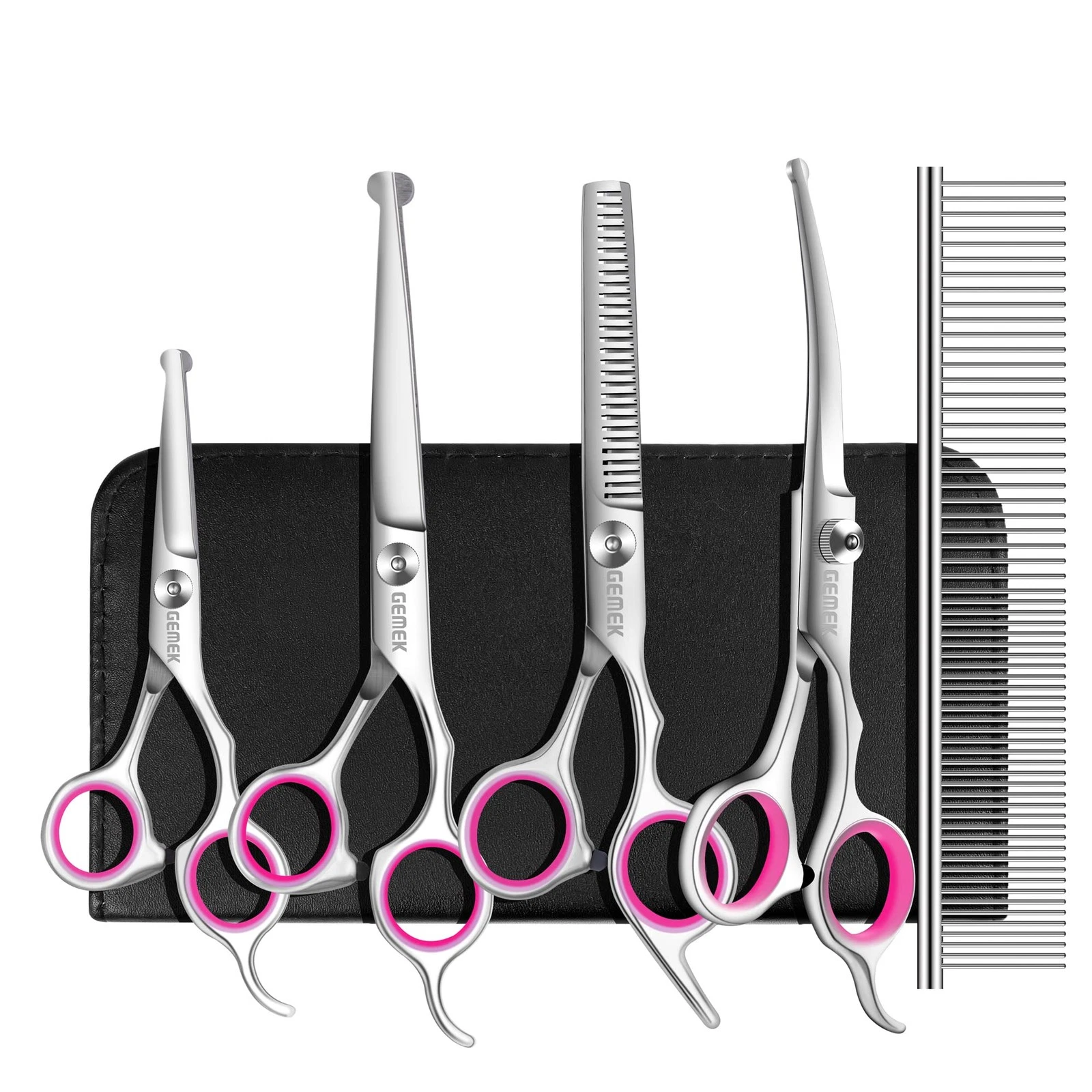 5 Pieces Dog Grooming Scissors Stainless Steel Professional Shears and Comb Set