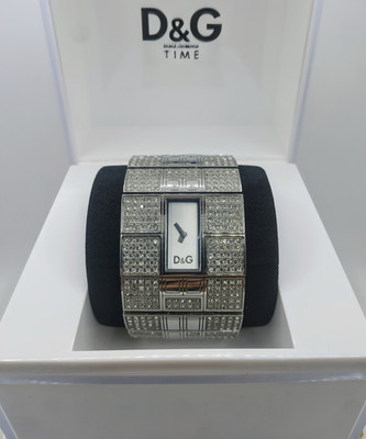 Dolce & Gabbana D&G Uhr Queen Mary Kristall breit Stahl Manschette Armband DW0113