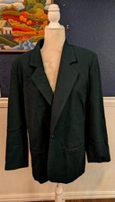 VTG Sag Harbor 100 Wool Professional Career Blazer Forest Green Sz 12 Large L