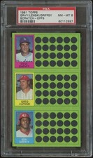 1981 Topps Scratch-Offs Steve Garvey Greg Luzinski Ken Griffey PSA 8