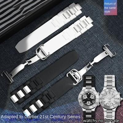 20mm Silicone Rubber Watch Band Strap for Cartier 21 Chronoscaph