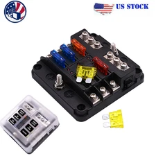 6 Way Car Boot Power Distribution 12-24V Blade Fuse Holder Box Block Panel Board
