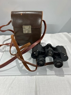 Vtg H.V. Clément Paris Binoculars 8x25 w/ Leather Strap & Case