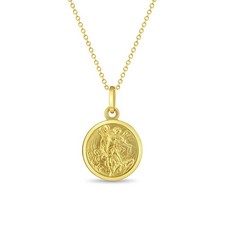 St Michael Medal Toddler/Kids Necklace Religious - Gold Flashed Sterling Silver