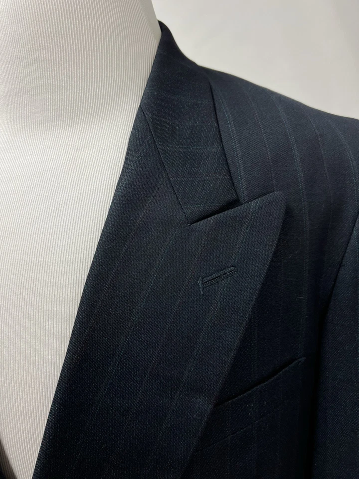 Blazer Hardy Amies Vintage 42L 34x32 Pantalones Azul Rayas Doble Pecho Traje Foto 3 de 4