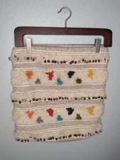 Pottery Barn Throw Decorative Pillow Case 18x18 Wool Blend Striped Bohemian A4