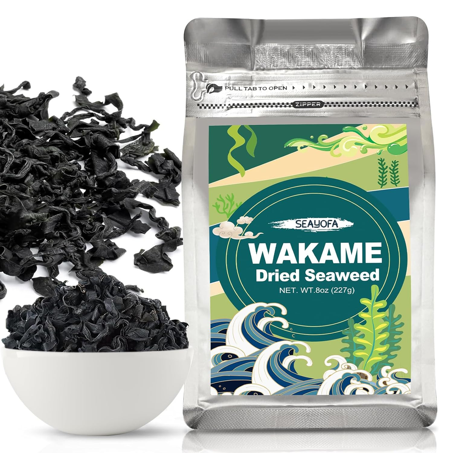 Algas Wakame secas 8 oz 100 % naturales para sopa de miso ensalada de ramen