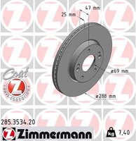 2X Zimmermann Bremsscheibe 285.3534.20 FüR Hyundai