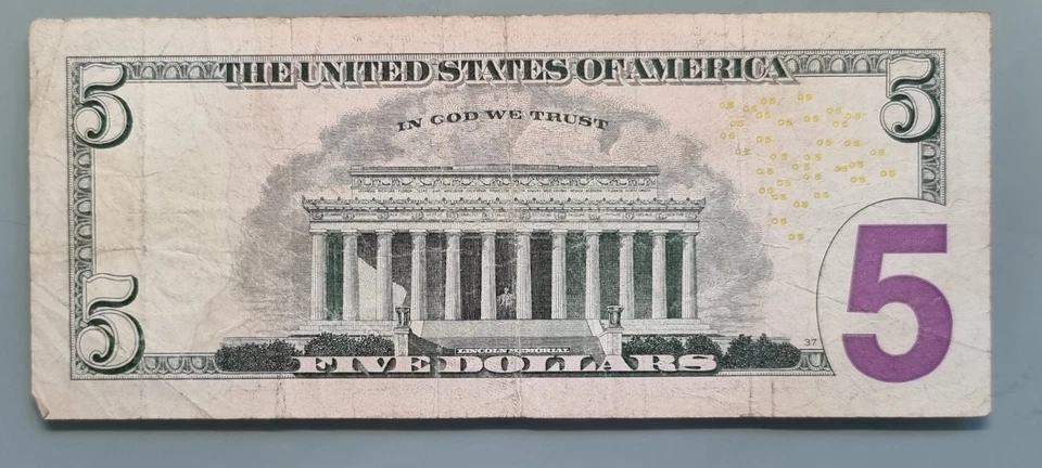 2006 Five Dollar Federal Reserve Note $5 STAR NOTE Circulated #96482 - Image 2 of 2